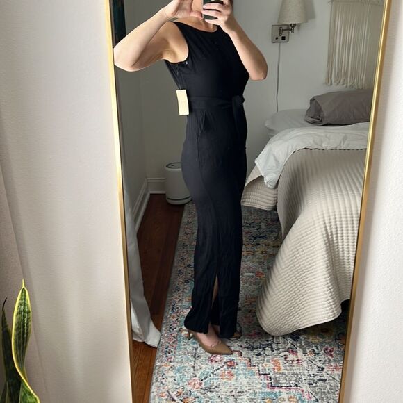 Halogen Criss Cross Black Sleeveless High Neck Jumpsuit Black Size XS - Picture 3 of 9